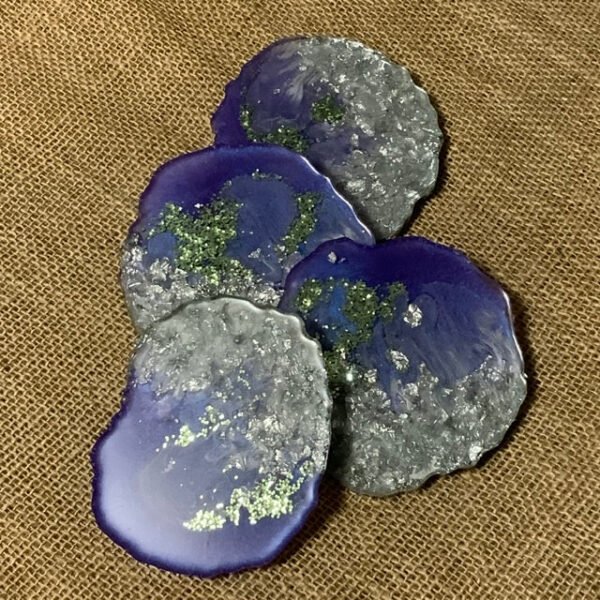 Purple, Silver, Green coasters